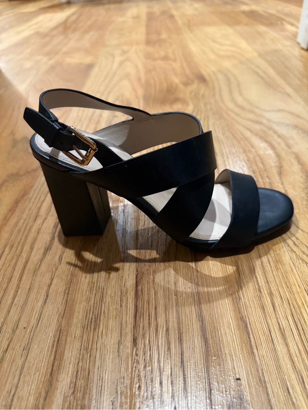 Cole Haan Black Cross-Strap Block Heel Sandals
